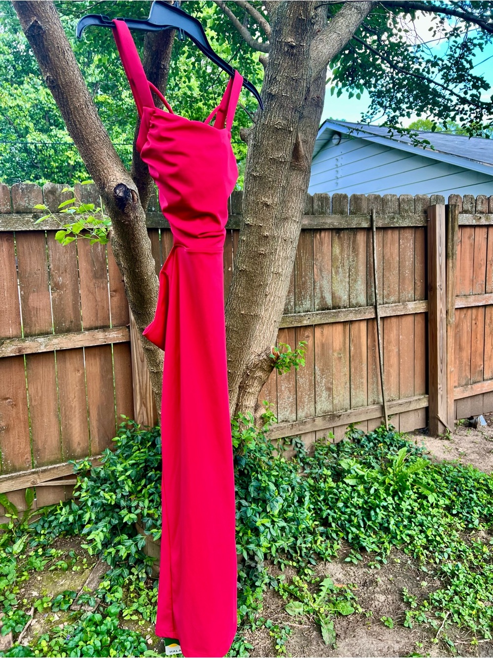 NWT Halara Tomato Red Laceup Padded Bra Corset Midi Dress Open Back Tank S